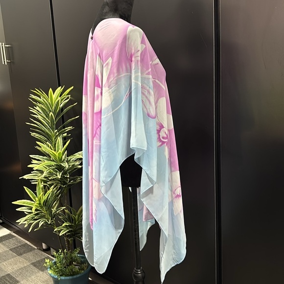 Pineapple Moon Wrap,elegant chiffon,coconut buttons,coverup,scarf,caftan,floral - Picture 7 of 9